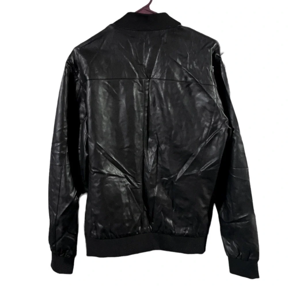 NWOT Zara Shiny Bomber Leather Jacket